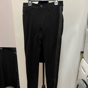 Leather trim pants